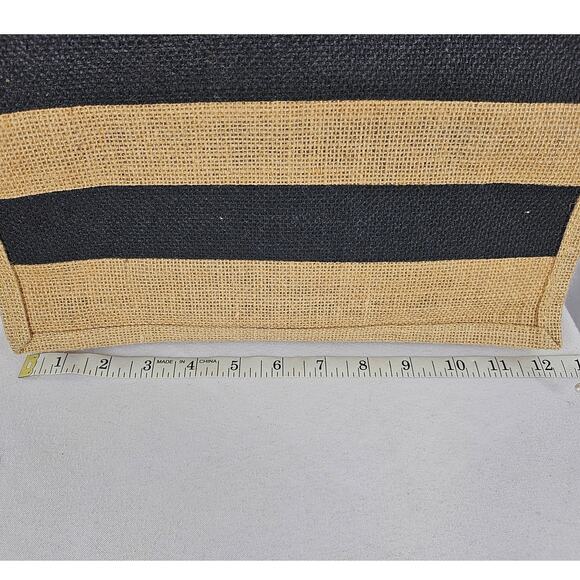 WACOAL Burlap Natural and Black Stripe Tote Bag - Picture 10 of 12